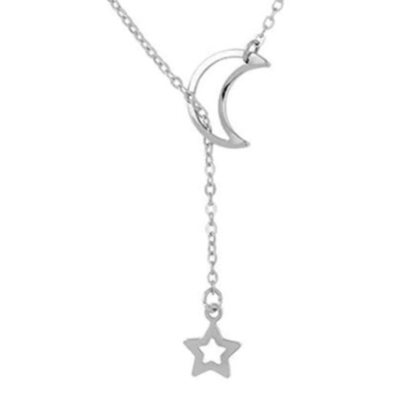 4 for $20 Moon Star Lariat Necklace (Silver) - Picture 3 of 5